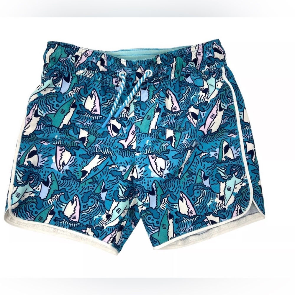 Cat & Jack Blue Shark Print Swim Trunks